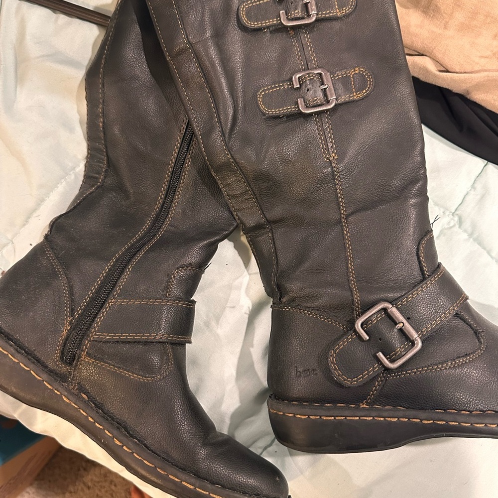 BOC Black Winter Rain Boots with Buckle Straps